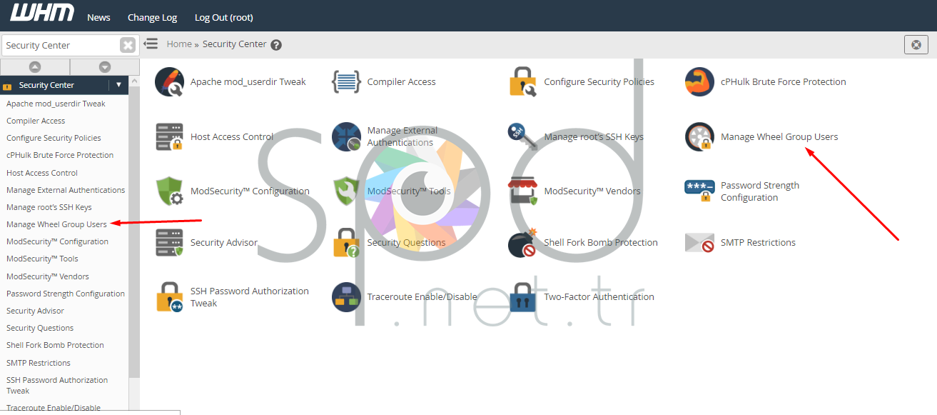 WHM Panel Tekerlek Grubundan Bir Kullanıcıyı Kaldırmak (Remove a User